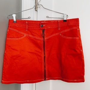 Red denim skirt